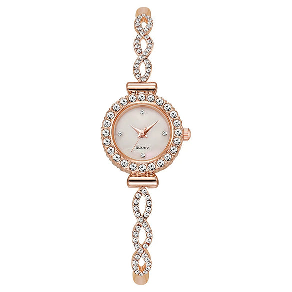 Ladies Casual Quartz Watch With Round Dial Alloy Strap And Buckle