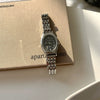 Ladies Casual Retro Quartz Watch Alloy Case Imitation Leather Strap Rose Gold Buckle Round Dial Printed Logo