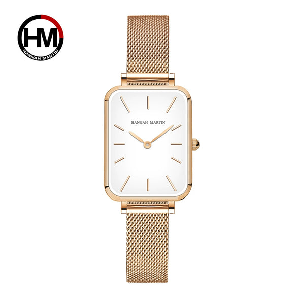 Ladies Casual Retro Square Waterproof Watch With Japanese Movement Alloy Case Stainless Steel Strap And Mineral Reinforced Glass Mirror