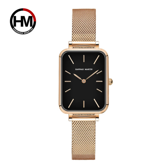 Ladies Casual Retro Square Waterproof Watch With Japanese Movement Alloy Case Stainless Steel Strap And Mineral Reinforced Glass Mirror