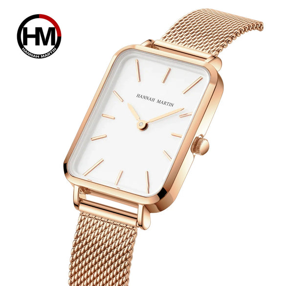 Ladies Casual Retro Square Waterproof Watch With Japanese Movement Alloy Case Stainless Steel Strap And Mineral Reinforced Glass Mirror