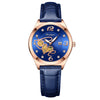 Ladies Casual Waterproof Watches Alloy Case Genuine Leather Strap Round Dial