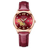 Ladies Casual Waterproof Watches Alloy Case Genuine Leather Strap Round Dial