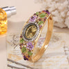 Ladies Cloisonne Flowery Antique Style Alloy Pendant Set With Oval Dial Watch