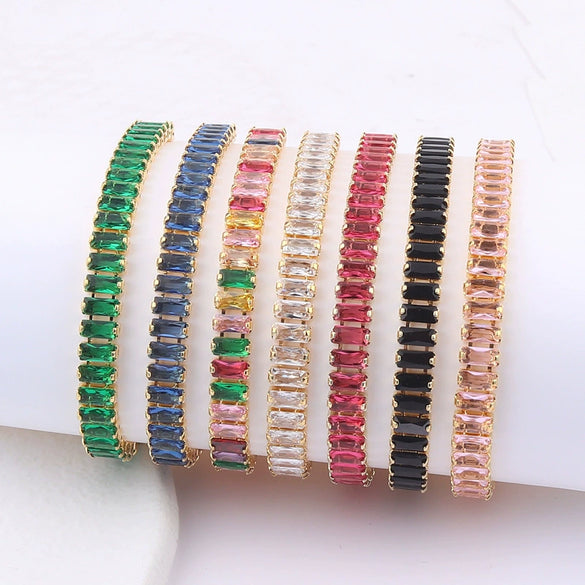 Ladies Copper Bracelet With Inlaid Zircon And Geometric Design