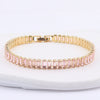 Ladies Copper Bracelet With Inlaid Zircon And Geometric Design