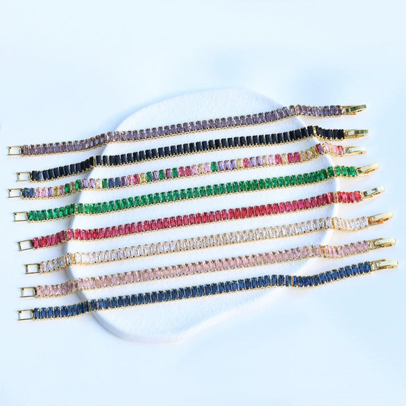 Ladies Copper Bracelet With Inlaid Zircon And Geometric Design
