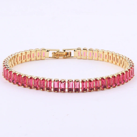 Ladies Copper Bracelet With Inlaid Zircon And Geometric Design