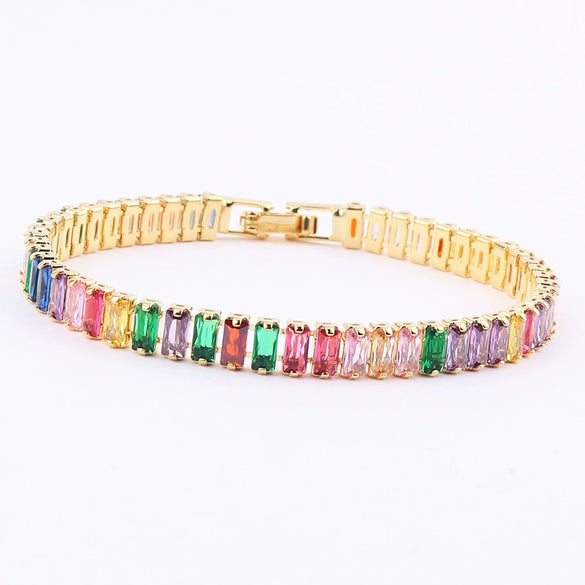 Ladies Copper Bracelet With Inlaid Zircon And Geometric Design