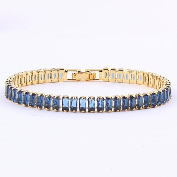 Ladies Copper Bracelet With Inlaid Zircon And Geometric Design