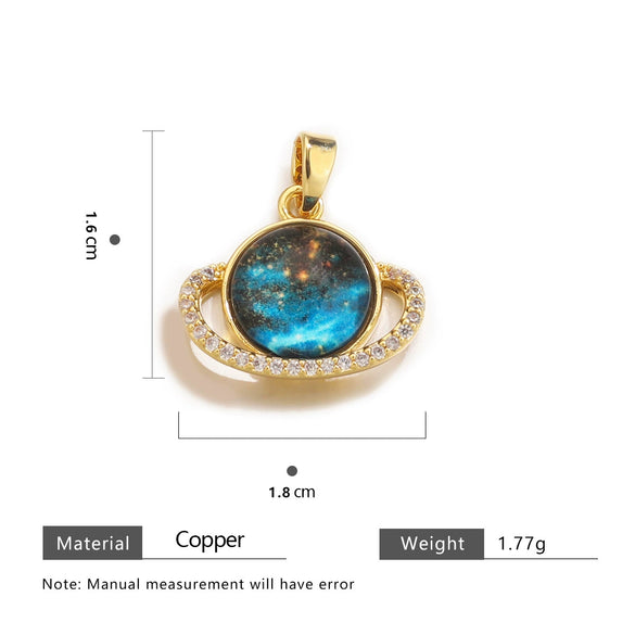 Ladies Copper Fantasy Pendant With Sunflower Starry Sky Design And Gemstone Electroplated