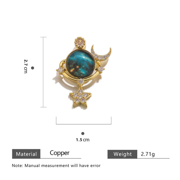 Ladies Copper Fantasy Pendant With Sunflower Starry Sky Design And Gemstone Electroplated