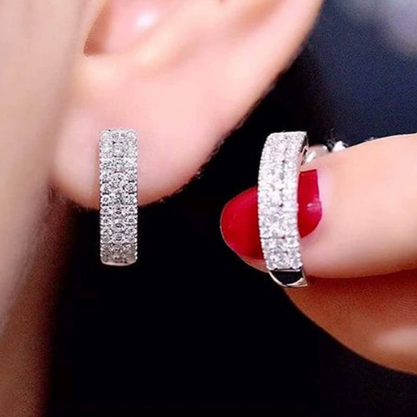Ladies Copper Geometric Zircon Earrings