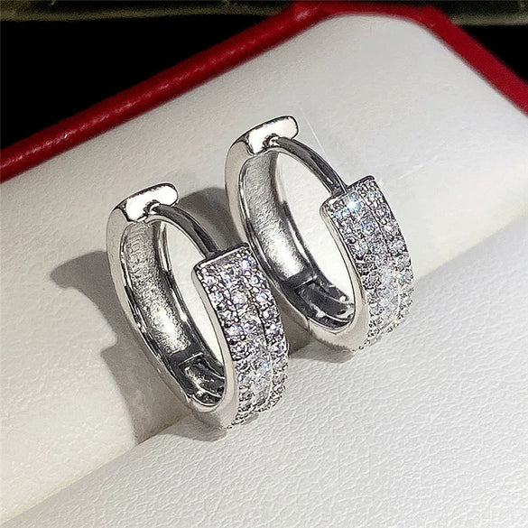 Ladies Copper Geometric Zircon Earrings