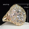 Ladies Copper Goldplated Hemispherical Geometric Inlaid Zircon Ring