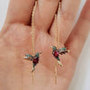 Ladies Copper Inlaid Zircon Bird Animal Zodiac Earrings