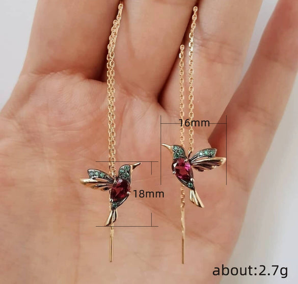 Ladies Copper Inlaid Zircon Bird Animal Zodiac Earrings