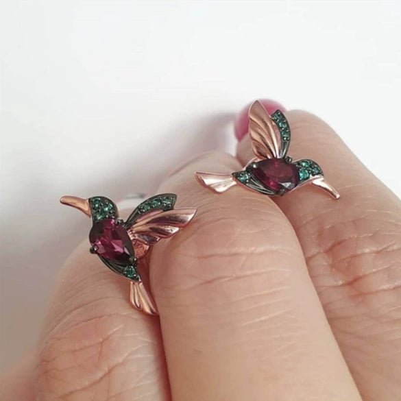 Ladies Copper Inlaid Zircon Bird Animal Zodiac Earrings