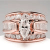 Ladies Copper Inlaid Zircon Light Luxury Geometric Engagement Ring