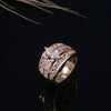 Ladies Copper Inlaid Zircon Light Luxury Geometric Engagement Ring