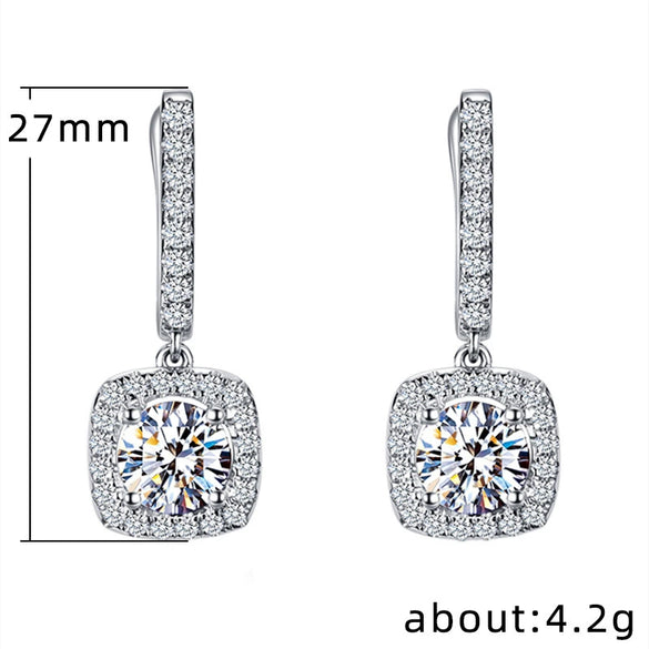Ladies Copper Jewelry Geometric Inlaid Zircon Earring Buckles