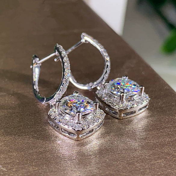 Ladies Copper Jewelry Geometric Inlaid Zircon Earring Buckles