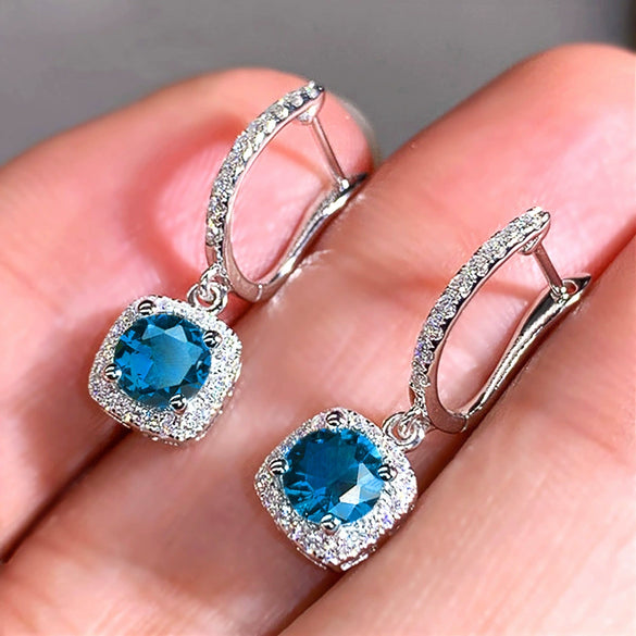 Ladies Copper Jewelry Geometric Inlaid Zircon Earring Buckles