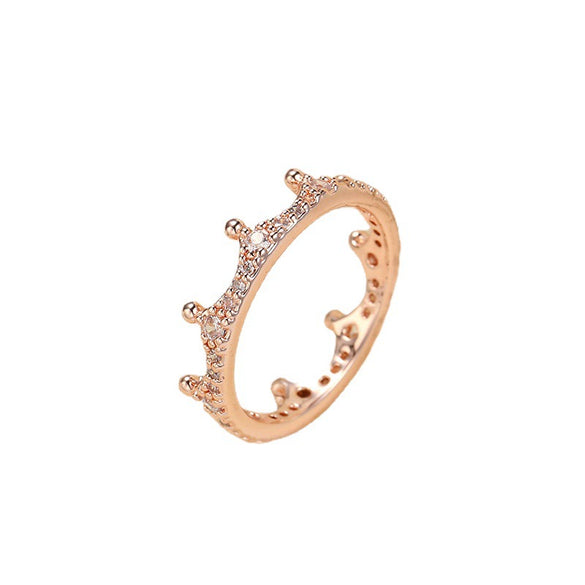 Ladies Copper Magic Crown Zircon Ring Electroplated Jewelry