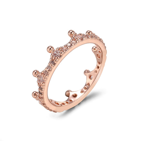 Ladies Copper Magic Crown Zircon Ring Electroplated Jewelry