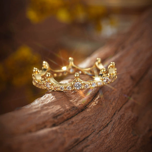 Ladies Copper Magic Crown Zircon Ring Electroplated Jewelry