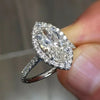 Ladies Copper Microinlaid Zircon Horseeyeshaped Geometric Wedding Engagement Ring
