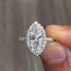 Ladies Copper Microinlaid Zircon Horseeyeshaped Geometric Wedding Engagement Ring