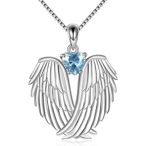 Ladies Copper Mixed Gem Inlay Angel Wings Zircon Necklace With Box Chain And Electroplating Treatment