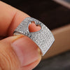 Ladies Copper Ring Fashion Accessories Autumn New Exquisite Hollow Love Shape Inlaid Zircon With Geometric Pattern And Electroplating Treatment