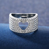 Ladies Copper Ring Fashion Accessories Autumn New Exquisite Hollow Love Shape Inlaid Zircon With Geometric Pattern And Electroplating Treatment