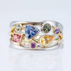 Ladies Copper Ring Set With Multicolor Geometric Pattern And Zircon