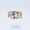 Ladies Copper Ring Set With Multicolor Geometric Pattern And Zircon