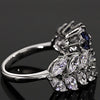 Ladies Copper Ring With Carved Shape Microinlaid Zircon And Leaf Pattern