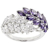 Ladies Copper Ring With Carved Shape Microinlaid Zircon And Leaf Pattern