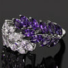 Ladies Copper Ring With Carved Shape Microinlaid Zircon And Leaf Pattern