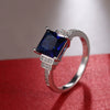Ladies Copper Ring With Dark Blue Zircon And Geometric Style Platinum Plated