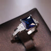 Ladies Copper Ring With Dark Blue Zircon And Geometric Style Platinum Plated