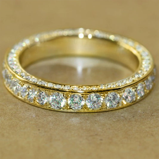 Ladies Copper Ring With Geometric Micro Inlaid Zircon