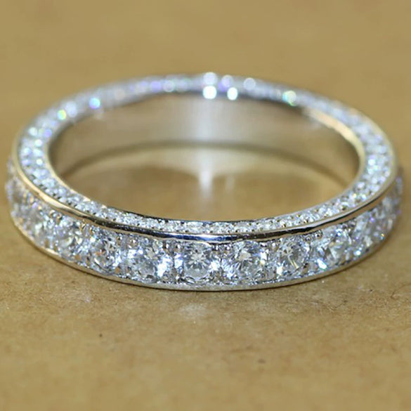 Ladies Copper Ring With Geometric Micro Inlaid Zircon