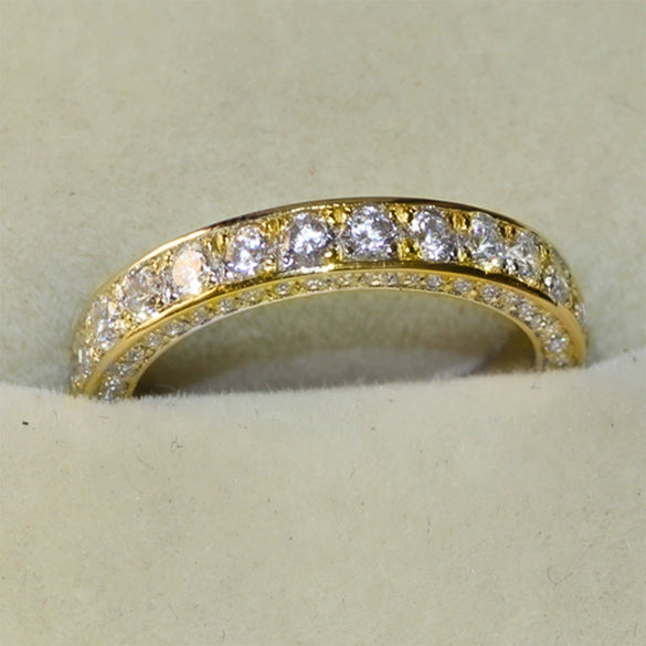 Ladies Copper Ring With Geometric Micro Inlaid Zircon
