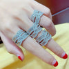Ladies Copper Ring With Geometric Pattern And Micro Inlaid Zircon