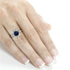 Ladies Copper Ring With Hollow Flower And Blue Zircon Inlay Geometric Style