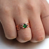Ladies Copper Ring With Simulated Square Zircon And Geometric Pattern Jewelry