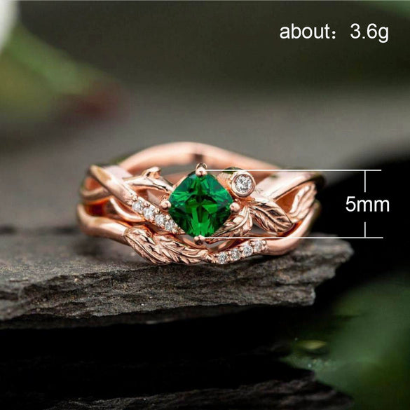 Ladies Copper Ring With Simulated Square Zircon And Geometric Pattern Jewelry