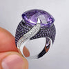 Ladies Copper Ring With Wild Purple Zircon And Geometric Design